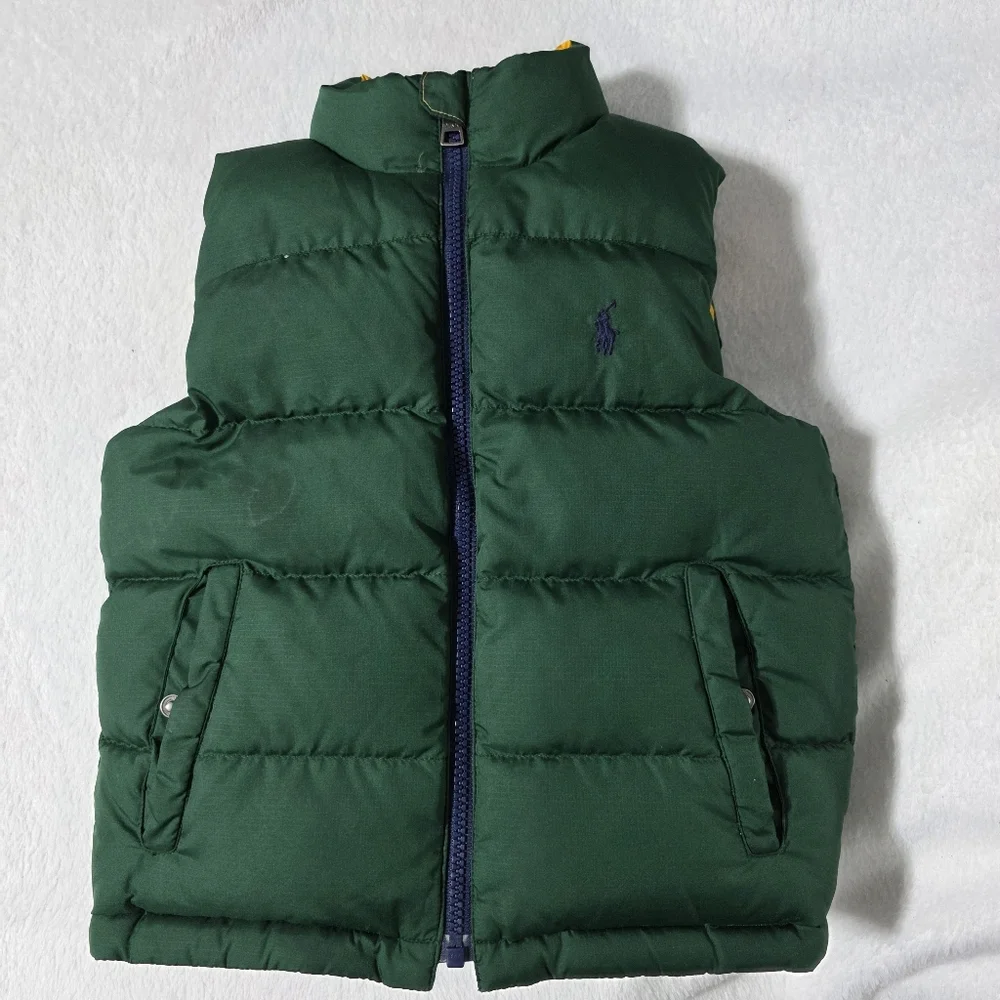 Polo Ralph Lauren Kids reversible puffer vest blue and yellow color-block Sz 5
